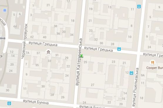 Схема рекламной плоскости по адресу Єкатеринінська вул., 25 - Гречеська вул., 25