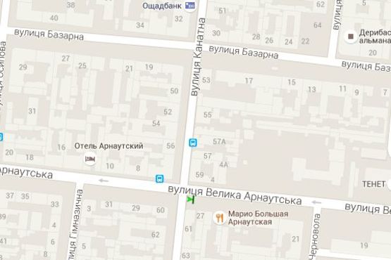 Схема рекламной плоскости по адресу Велика Арнаутська вул., 27 - Канатна вул., 61