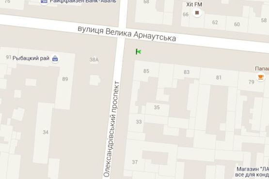 Схема рекламної площини за адресою Велика Арнаутська вул. - Олександрівський просп.