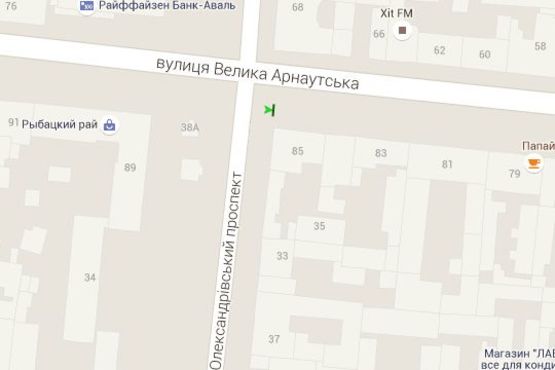 Схема рекламной плоскости по адресу Велика Арнаутська вул. - Олександрівський просп.