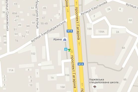 Схема рекламной плоскости по адресу Гагаріна просп. - Азербайджанська вул., (зупинка)