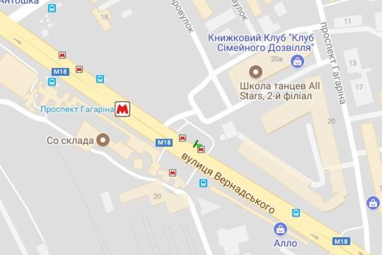 Схема рекламної площини за адресою Вернадського вул. - Гагаріна просп. (№1)