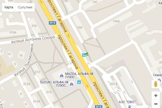 Схема рекламної площини за адресою Гагаріна просп., 199 (зупинка)