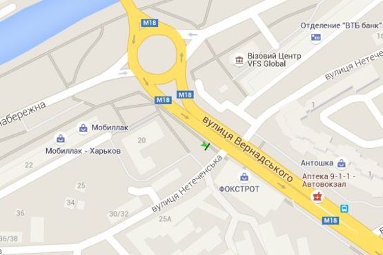 Схема рекламної площини за адресою Вернадського вул. - Нетеченська наб.