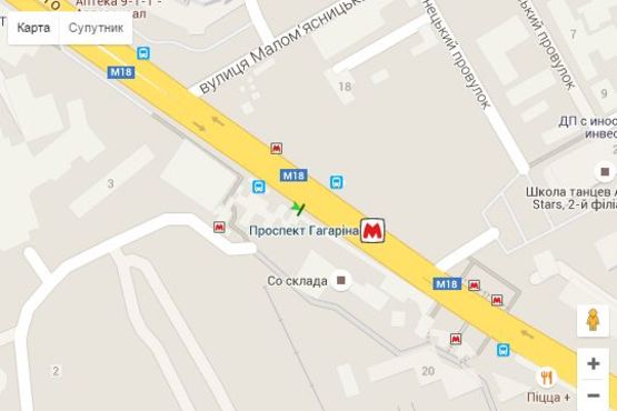 Схема рекламної площини за адресою Вернадського вул. - Гагаріна просп., (№1)