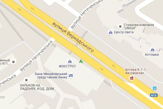 Схема рекламной плоскости по адресу Вернадського вул., 2 - Нетеченська вул. Схема рекламной плоскости по адресу Вернадського вул., 2 - Нетеченська вул.