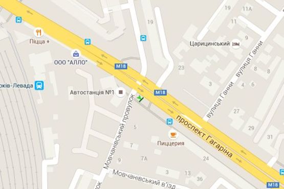 Схема рекламної площини за адресою Гагаріна просп. - Мовчанівський пров. (№1)