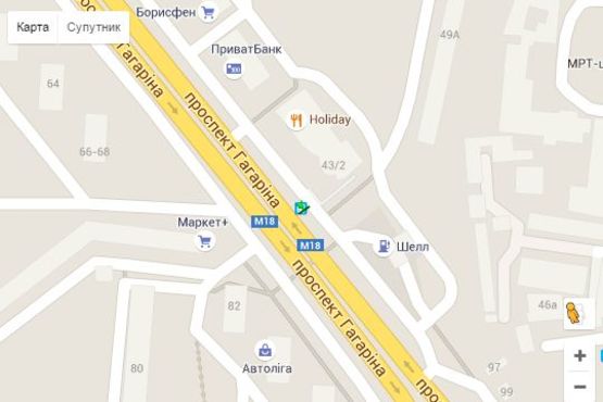 Схема рекламной плоскости по адресу Гагаріна просп., 43/2 (зупинка)