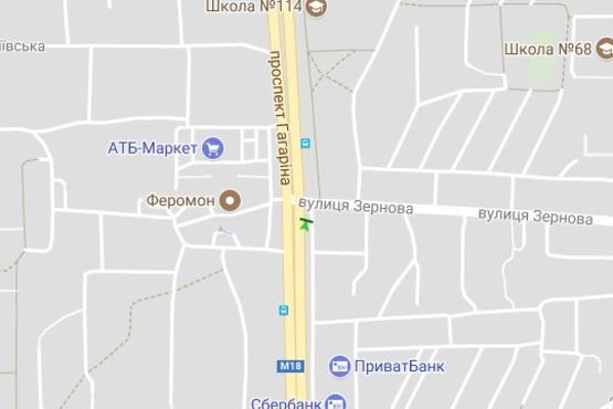 Схема рекламної площини за адресою Гагаріна просп. - Зернова вул. (№1)