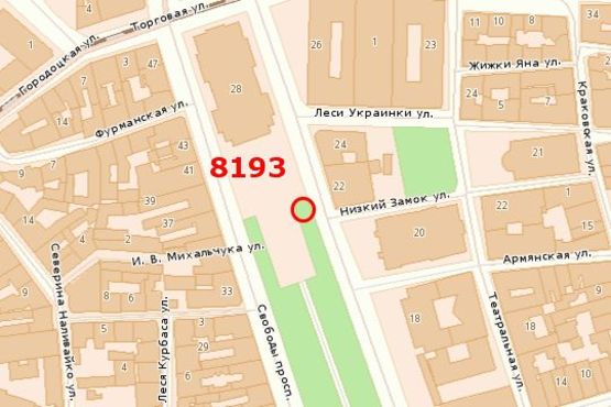 Схема рекламной плоскости по адресу Свободи просп., 22