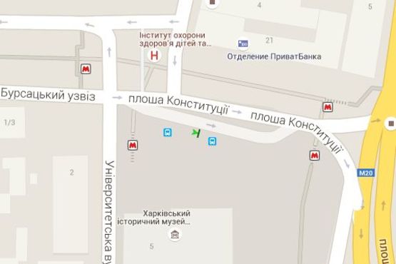 Схема рекламной плоскости по адресу Конституції пл. - Університетська вул., (зупинка) №2 (А)