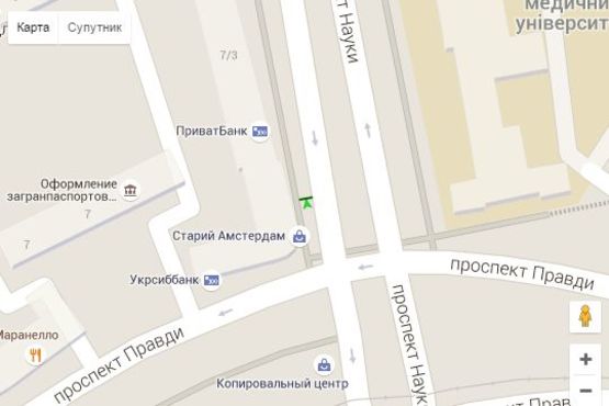 Схема рекламной плоскости по адресу Науки просп. (Леніна просп.), 3 (№1)