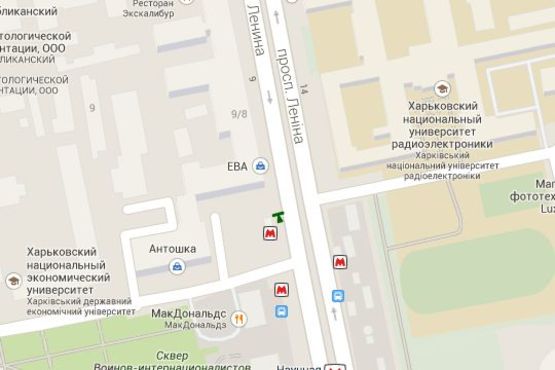 Схема рекламной плоскости по адресу Науки просп. (Леніна просп.), 9 (№1)