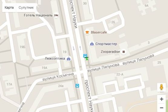 Схема рекламної площини за адресою Науки просп. (Леніна просп.) - Академіка Ляпунова вул., (зупинка)