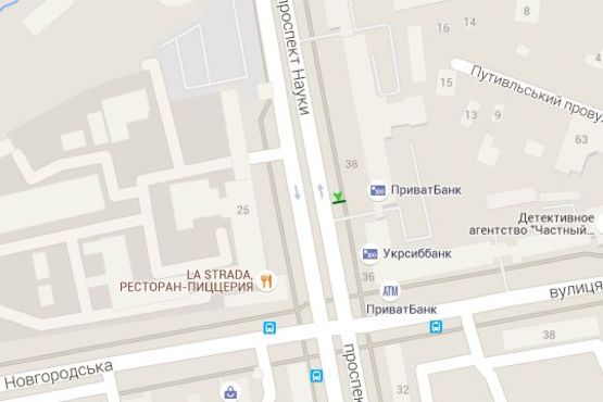 Схема рекламной плоскости по адресу Науки просп. (Леніна просп.), 38 (№1)