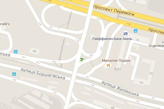 Схема рекламной плоскости по адресу Повітрофлотський просп., Повітрофлотський міст: транспортна розв"язка;  в напр. вул. Вячеслава Чорновола (№2)