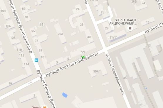 Схема рекламной плоскости по адресу Коновальця Євгена вул. (Щорса вул.), 7/9 (№2 в напр. Червоноармійської)