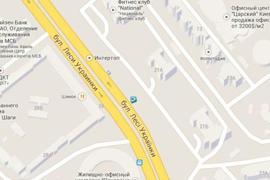 Схема рекламної площини за адресою Лесі Українки бульв., 21-А - Українки Лесі пл., __зупинка громадського транспорту