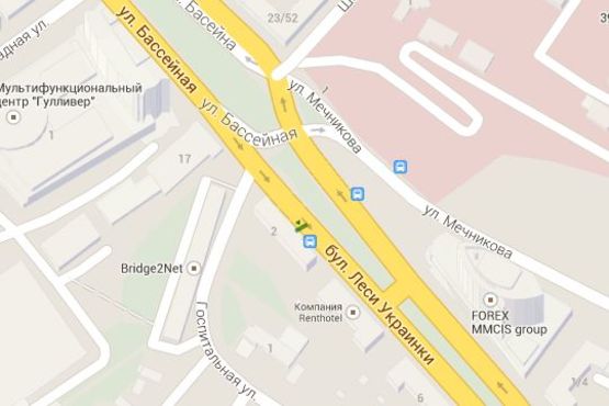 Схема рекламной плоскости по адресу Лесі Українки бульв., 2; (магазин "Scorpio")