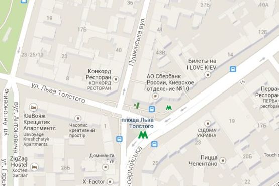 Схема рекламної площини за адресою Толстого Льва пл., 2 - Пушкінська вул., (ліворуч) ; №2