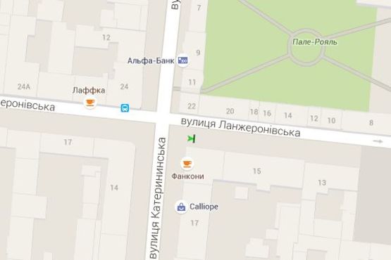 Схема рекламной плоскости по адресу Ланжеронівська вул., 15 - Єкатеринінська вул.