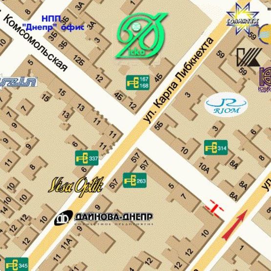 Схема рекламной плоскости по адресу Старокозацька вул. (Комсомольська вул.) - Січових стрільців вул. (Артема вул.), 10 Схема рекламной плоскости по адресу Старокозацька вул. (Комсомольська вул.) - Січових стрільців вул. (Артема вул.), 10