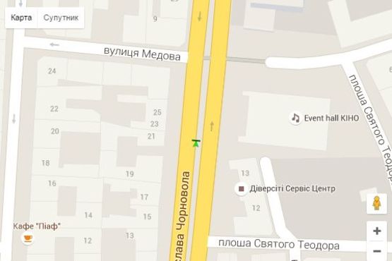 Схема рекламної площини за адресою Вячеслава Чорновола просп., 21 Схема рекламної площини за адресою Вячеслава Чорновола просп., 21