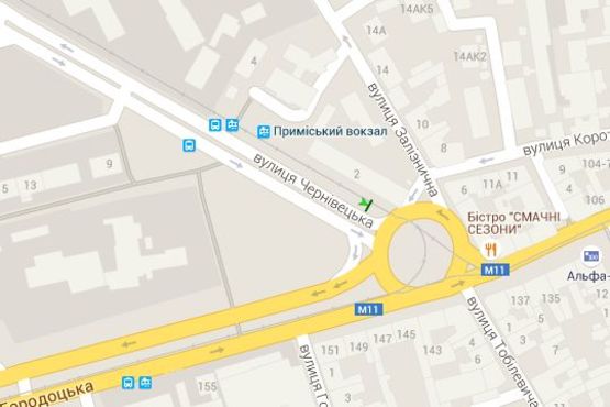 Схема рекламной плоскости по адресу Чернівецька вул. - Городоцька вул., (№1) (від залізн. вокзала) Схема рекламной плоскости по адресу Чернівецька вул. - Городоцька вул., (№1) (від залізн. вокзала)