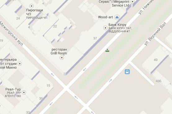 Схема рекламної площини за адресою Нижній Вал вул., навпроти буд. №37 (№8  від вул.Набережно-Крещ. в напр. Глибочицької) Схема рекламної площини за адресою Нижній Вал вул., навпроти буд. №37 (№8  від вул.Набережно-Крещ. в напр. Глибочицької)