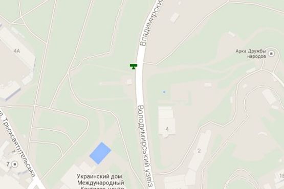 Схема рекламної площини за адресою Володимирський узвіз, (зелена зона) №5