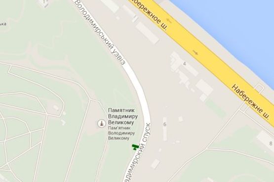 Схема рекламной плоскости по адресу Володимирський узвіз, (зелена зона) №8