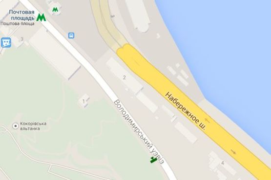 Схема рекламной плоскости по адресу Володимирський узвіз, (зелена зона) №12