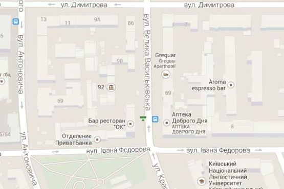 Схема рекламної площини за адресою Велика Васильківська вул., 92 (бутік "Yve Sant Loran ") №2 Схема рекламної площини за адресою Велика Васильківська вул., 92 (бутік "Yve Sant Loran ") №2