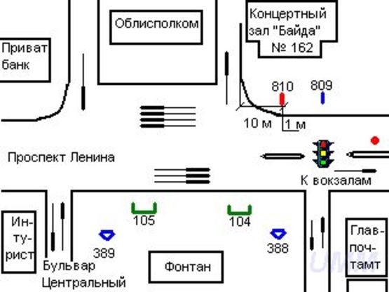 Схема рекламной плоскости по адресу Леніна просп., 162 - Центральний бульв. Схема рекламной плоскости по адресу Леніна просп., 162 - Центральний бульв.