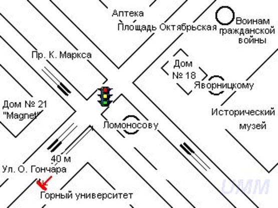 Схема рекламної площини за адресою Гончара Олеся вул. - Дмитра Яворницького просп., 19/2 Схема рекламної площини за адресою Гончара Олеся вул. - Дмитра Яворницького просп., 19/2