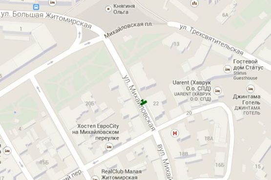 Схема рекламної площини за адресою Михайлівська вул., 22 Схема рекламної площини за адресою Михайлівська вул., 22