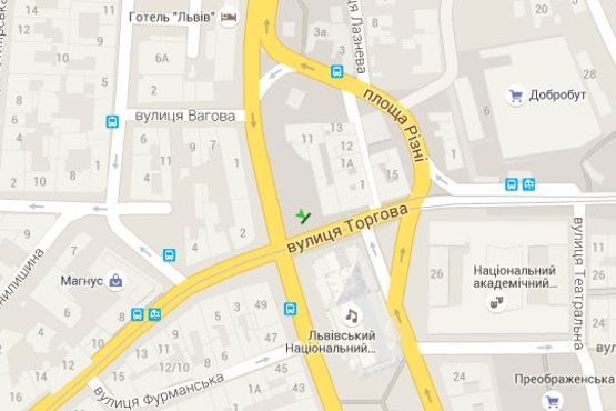 Схема рекламной плоскости по адресу Вячеслава Чорновола просп., 1 - Торгова вул.