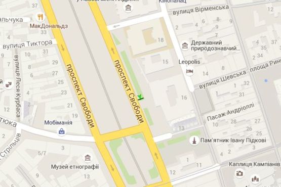 Схема рекламної площини за адресою Свободи просп., 16 Схема рекламної площини за адресою Свободи просп., 16