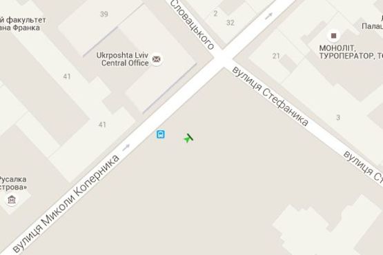 Схема рекламної площини за адресою Стефаника вул., 3 - Коперника вул. Схема рекламної площини за адресою Стефаника вул., 3 - Коперника вул.