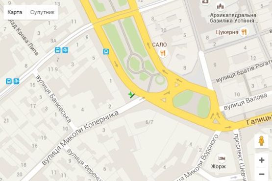 Схема рекламної площини за адресою Свободи просп., 1/3 - Коперника вул. Схема рекламної площини за адресою Свободи просп., 1/3 - Коперника вул.