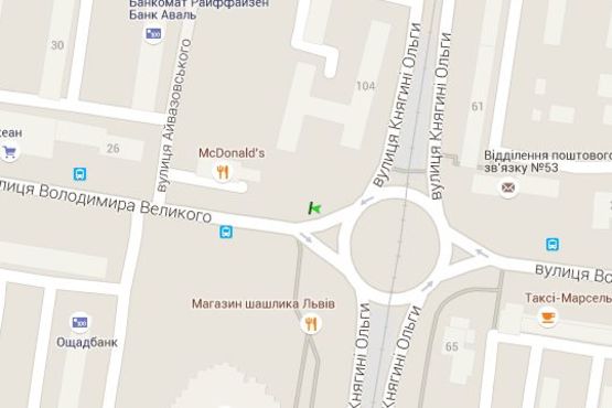 Схема рекламної площини за адресою Володимира Великого вул. - Княгині Ольги вул.