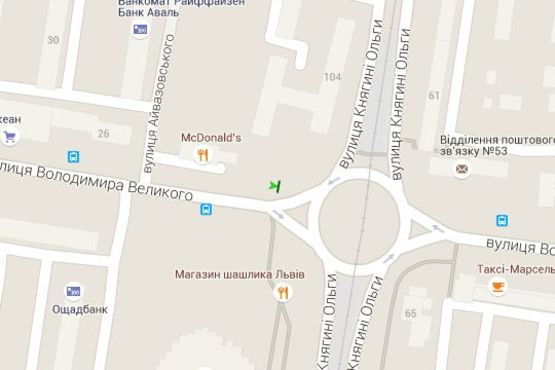 Схема рекламної площини за адресою Володимира Великого вул. - Княгині Ольги вул. Схема рекламної площини за адресою Володимира Великого вул. - Княгині Ольги вул.