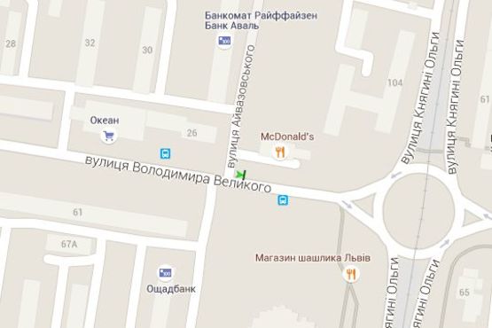 Схема рекламної площини за адресою Володимира Великого вул., 24-а Схема рекламної площини за адресою Володимира Великого вул., 24-а