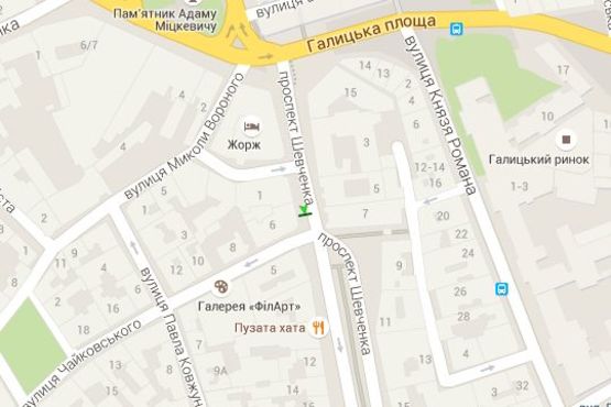 Схема рекламной плоскости по адресу Шевченка Тараса просп., 5 Схема рекламной плоскости по адресу Шевченка Тараса просп., 5