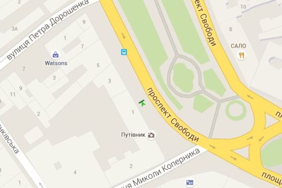 Схема рекламної площини за адресою Свободи просп., 1/3 - Коперника вул. Схема рекламної площини за адресою Свободи просп., 1/3 - Коперника вул.