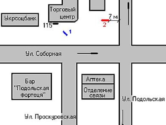 Схема рекламної площини за адресою Подільська вул. - Соборна вул.