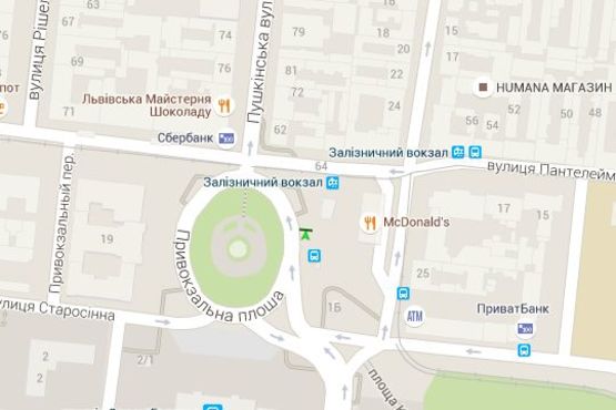 Схема рекламной плоскости по адресу Привокзальна пл. - Пантелеймонівська вул.