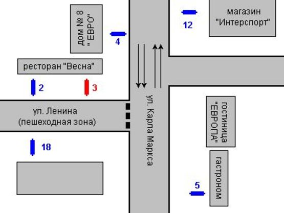 Схема рекламной плоскости по адресу Дворцова вул., 13 Схема рекламной плоскости по адресу Дворцова вул., 13