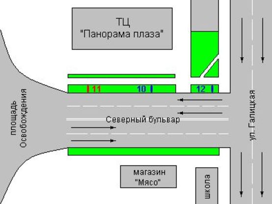 Схема рекламної площини за адресою Північний ім.О.Пушкіна бульв., 2а