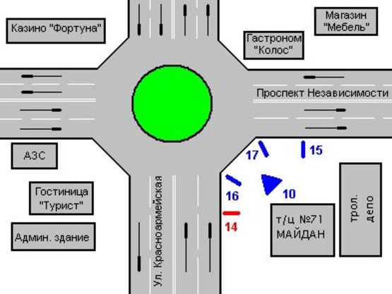 Схема рекламной плоскости по адресу Незалежності просп. - Героїв Майдану вул., 71